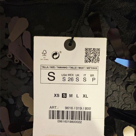 Zara Sequin Strap Mini dress Small Black New with tag - Picture 12 of 12